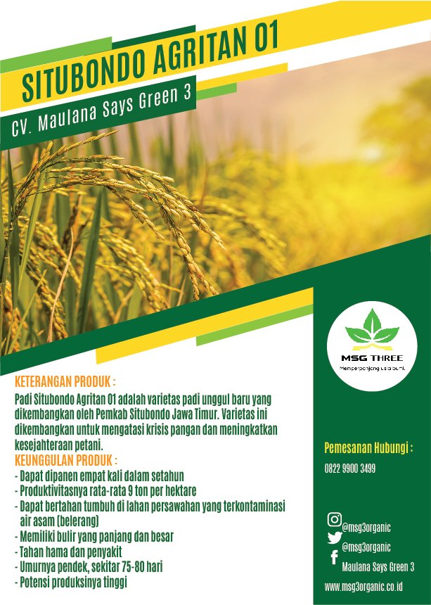 Pamflet Benih Padi SITUBONDO AGRITAN 01